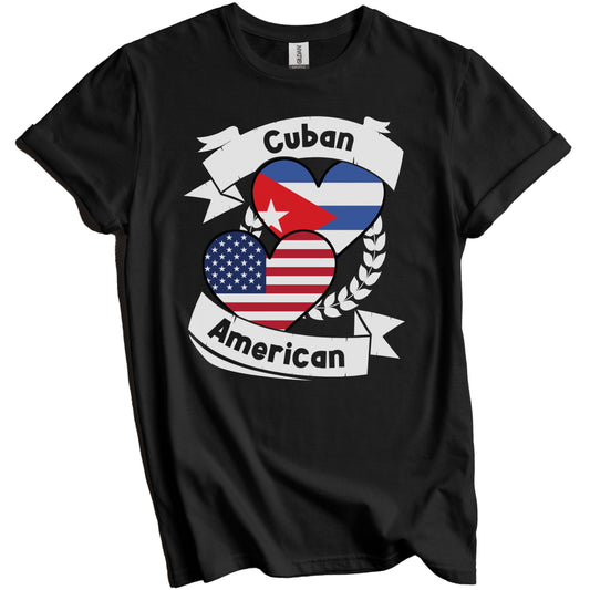 Cuban American Hearts USA Flag Cuba Flag T-Shirt