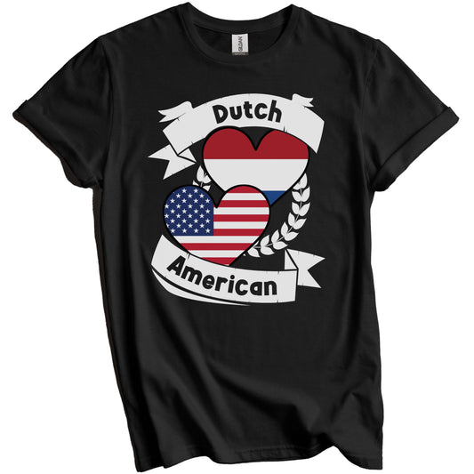 Dutch American Hearts USA Flag Netherlands Flag T-Shirt