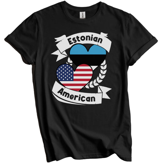 Estonian American Hearts USA Flag Estonia Flag T-Shirt