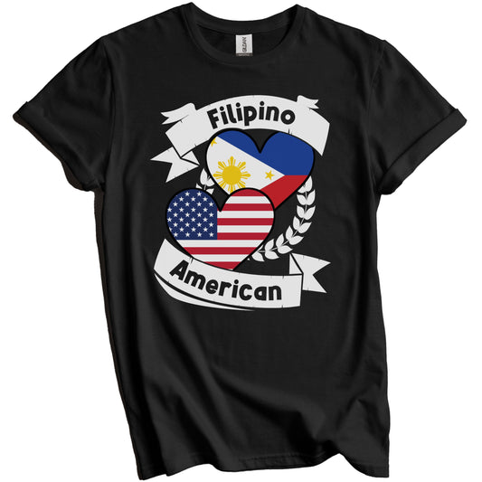 Filipino American Hearts USA Flag Philippines Flag Pinoy T-Shirt