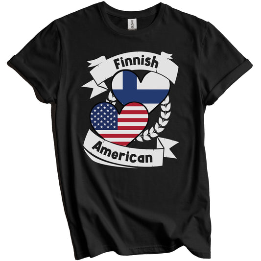 Finnish American Hearts USA Flag Finland Flag T-Shirt