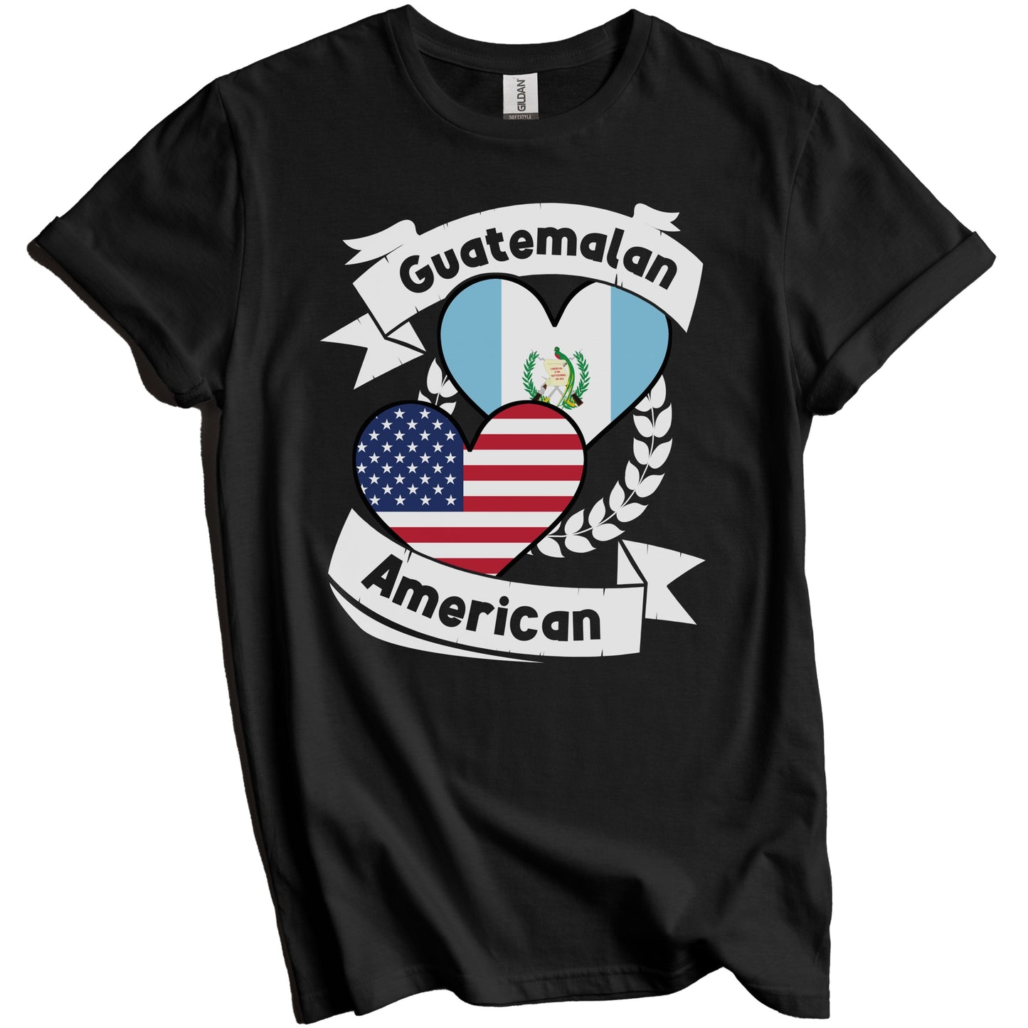 Guatemalan American Hearts USA Flag Guatemala Flag T-Shirt