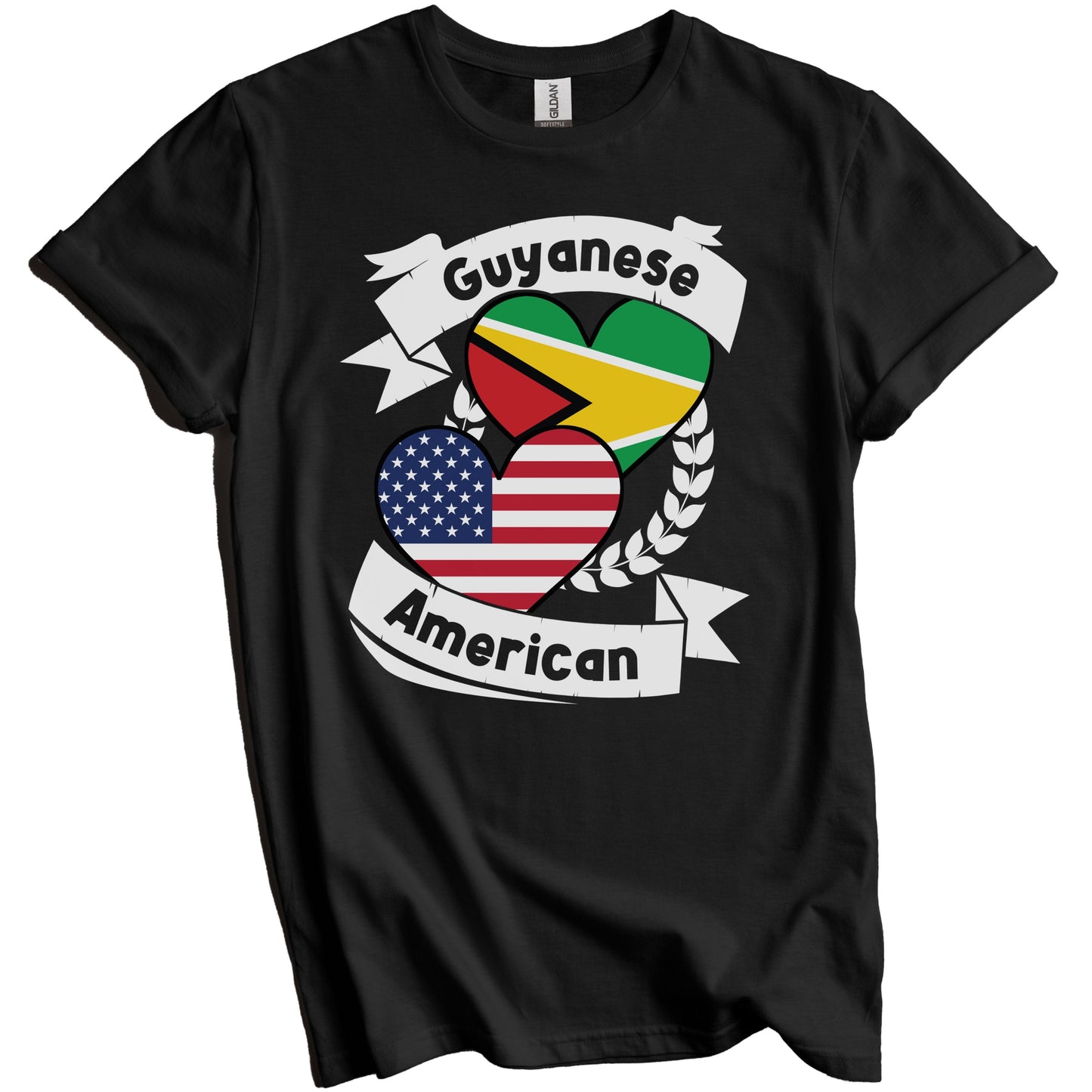 Guyanese American Hearts USA Flag Guyana Flag T-Shirt