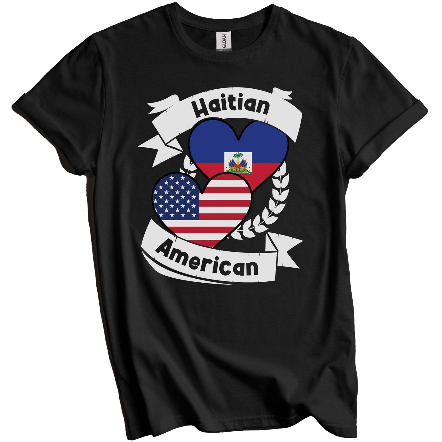 Haitian American Hearts USA Flag Haiti Flag T-Shirt