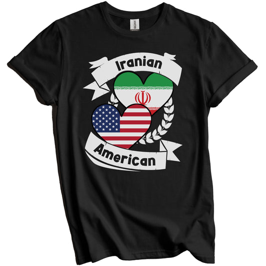 Iranian American Hearts USA Flag Iran Flag T-Shirt