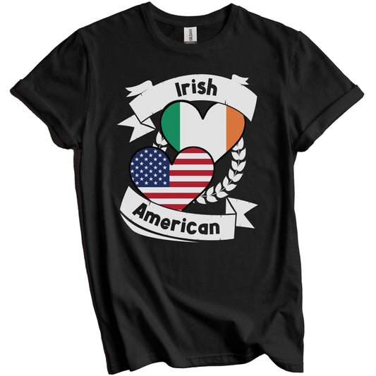 Irish American Hearts USA Flag Ireland Flag T-Shirt