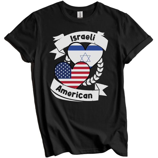 Israeli American Hearts USA Flag Israel Flag T-Shirt