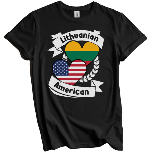 Lithuanian American Hearts USA Flag Lithuania Flag T-Shirt