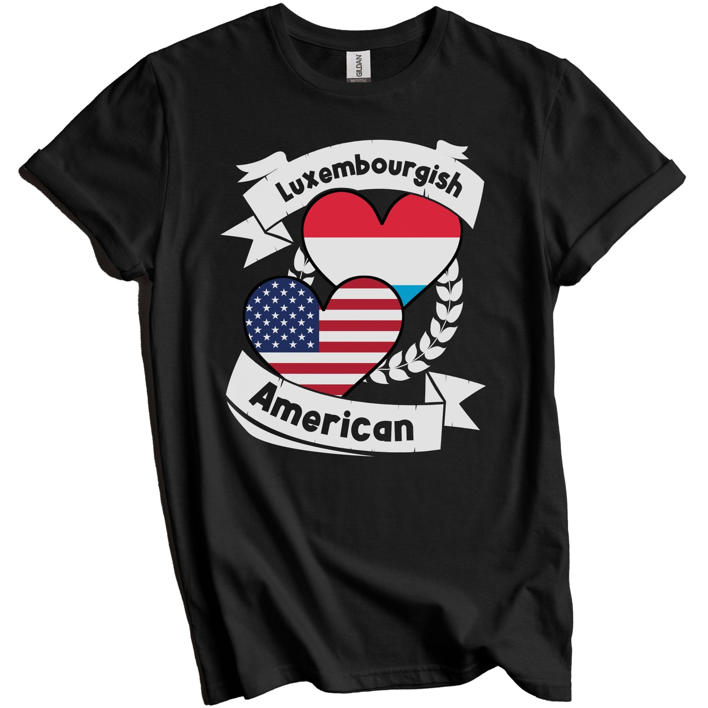 Luxembourgish American Hearts USA Flag Luxembourg Flag T-Shirt