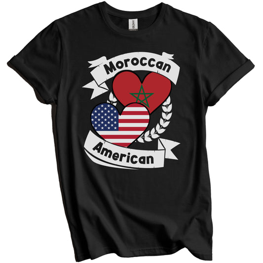 Moroccan American Hearts USA Flag Morocco Flag T-Shirt