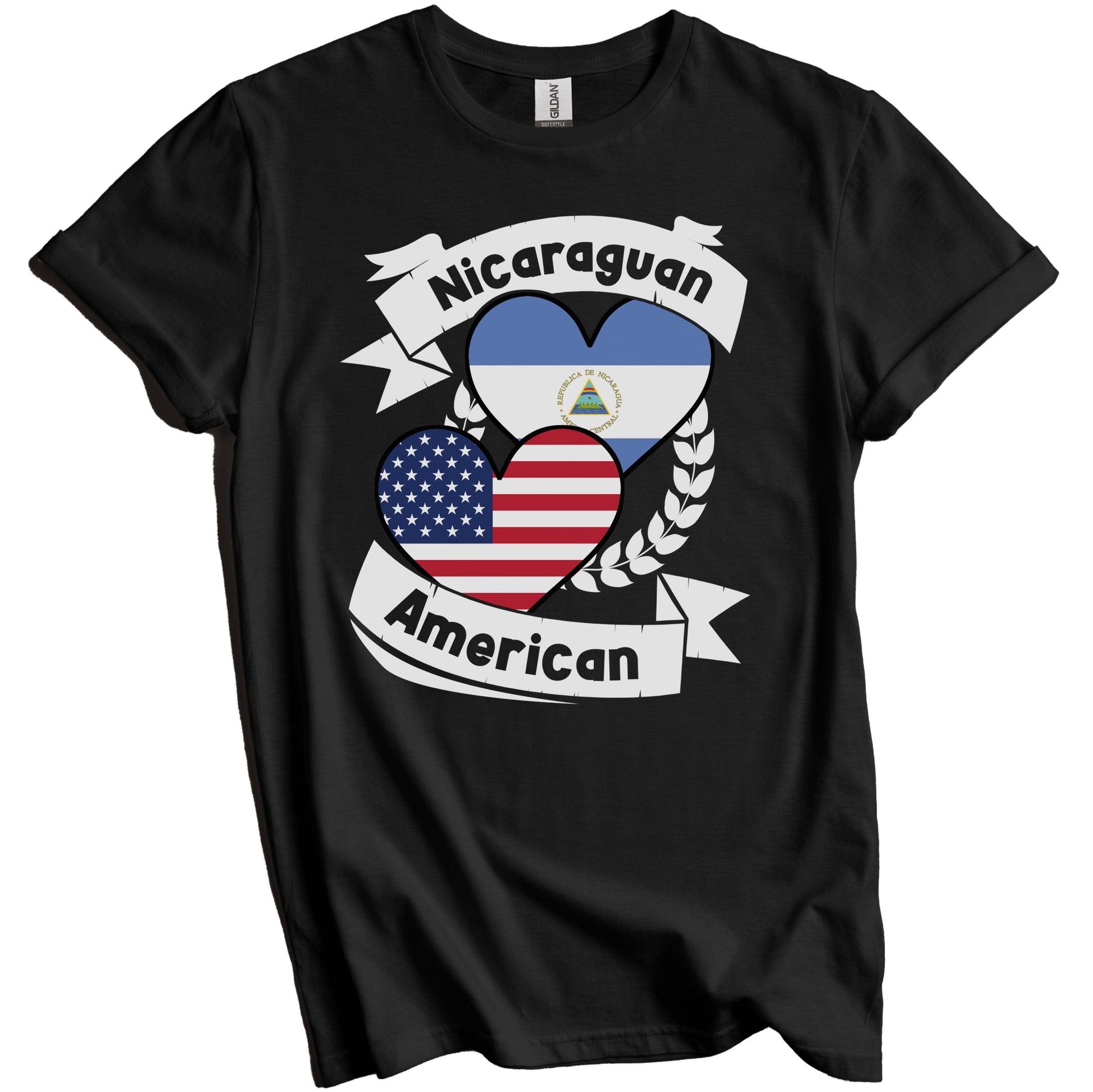 Nicaraguan American Hearts USA Flag Nicaragua Flag T-Shirt