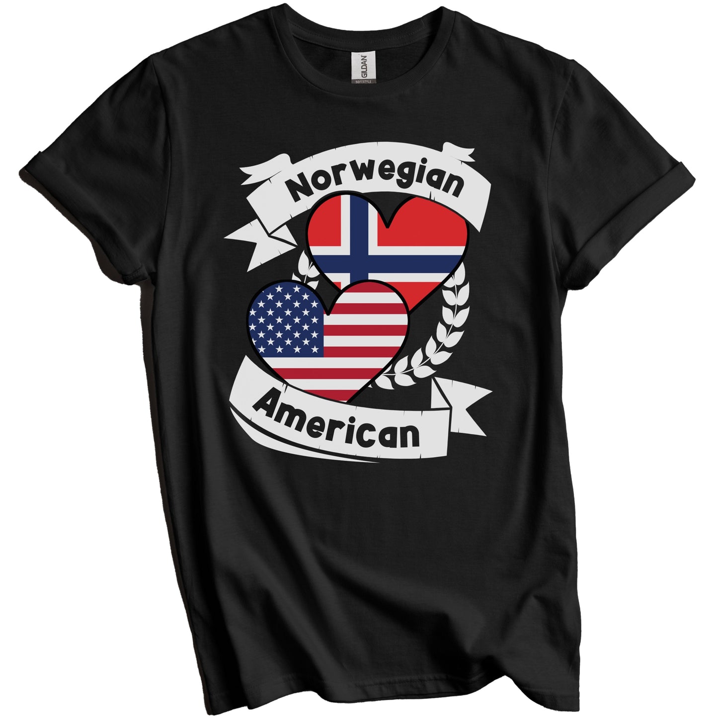 Norwegian American Hearts USA Flag Norway Flag T-Shirt