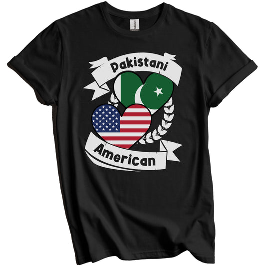 Pakistani American Hearts USA Flag Pakistan Flag T-Shirt