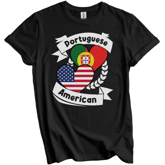 Portuguese American Hearts USA Flag Portugal Flag T-Shirt