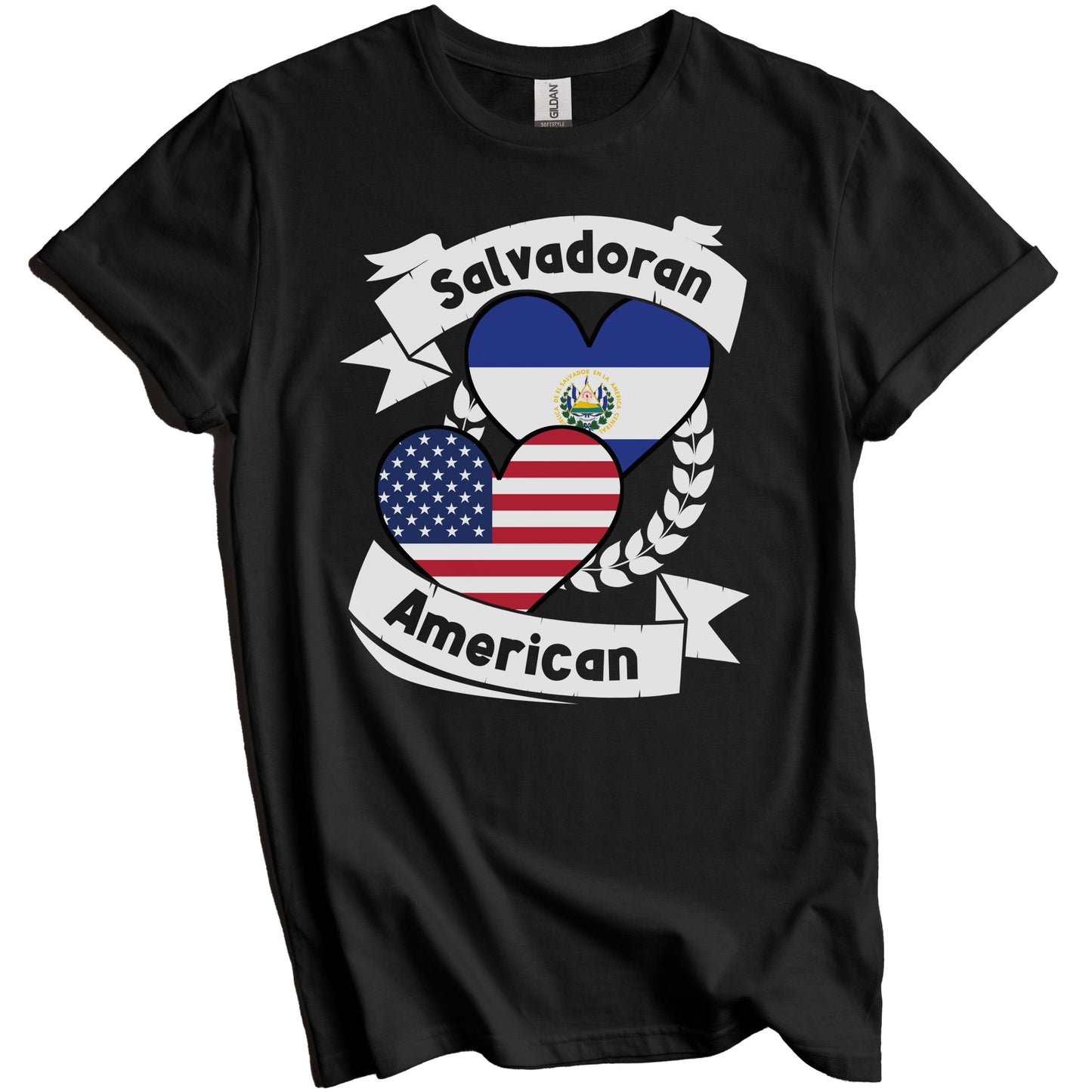 Salvadoran American Hearts USA Flag El Salvador Flag T-Shirt