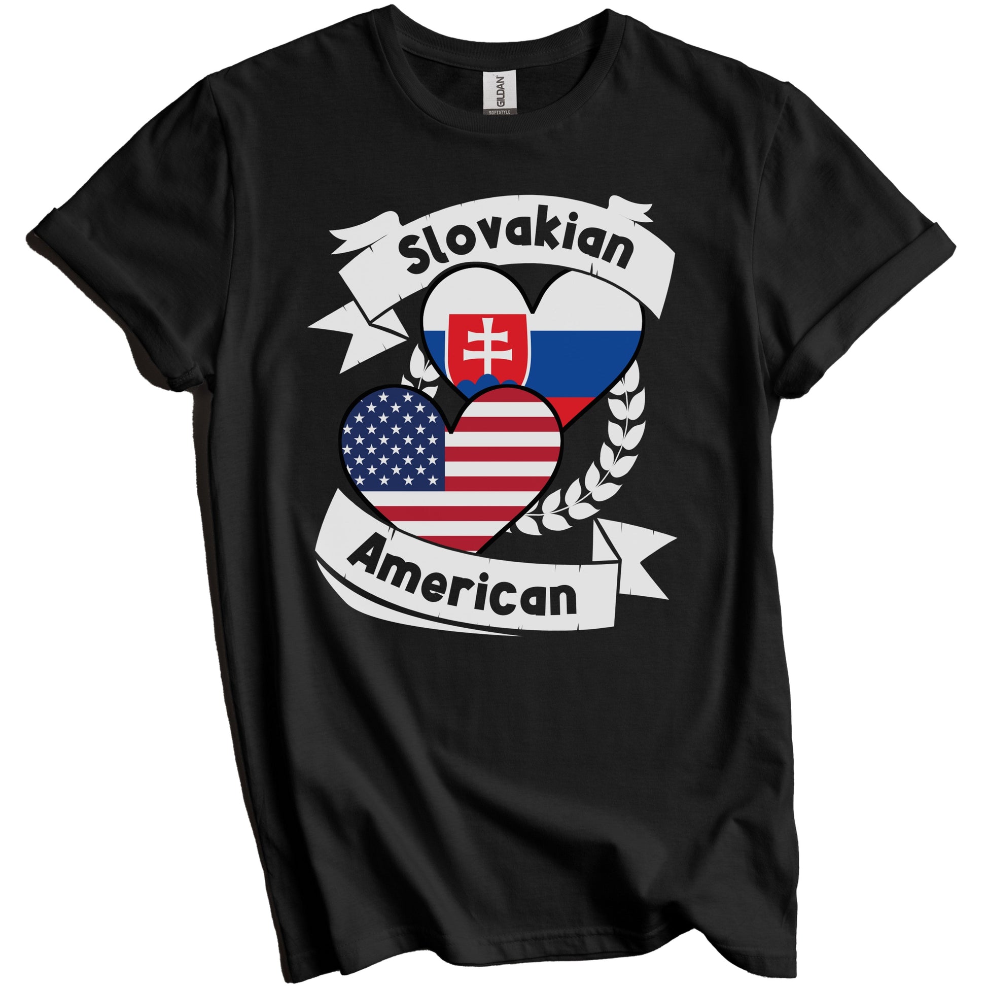 Slovakian American Hearts USA Flag Slovakia Flag T-Shirt