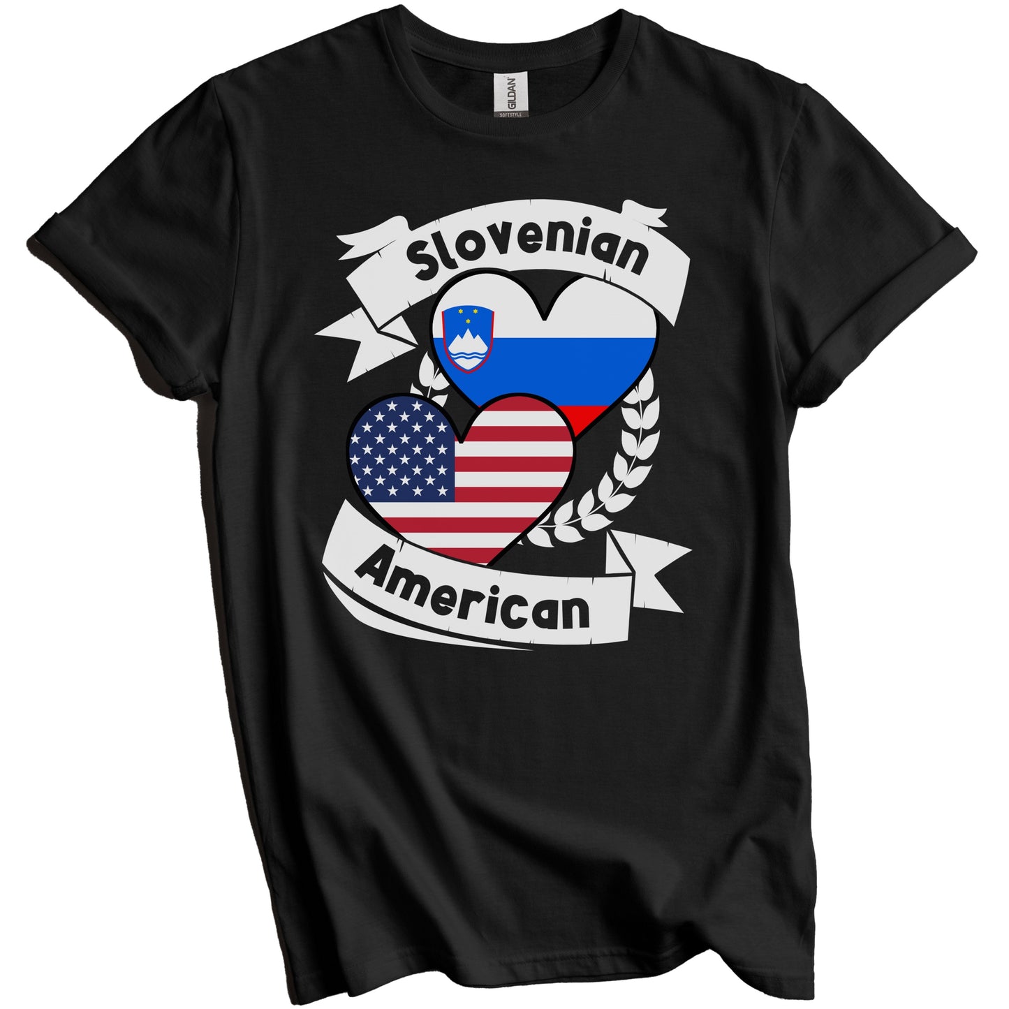 Slovenian American Hearts USA Flag Slovenia Flag T-Shirt