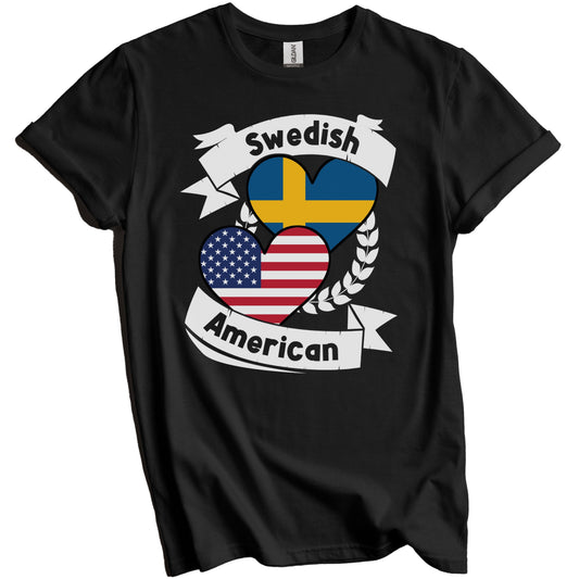 Swedish American Hearts USA Flag Sweden Flag T-Shirt