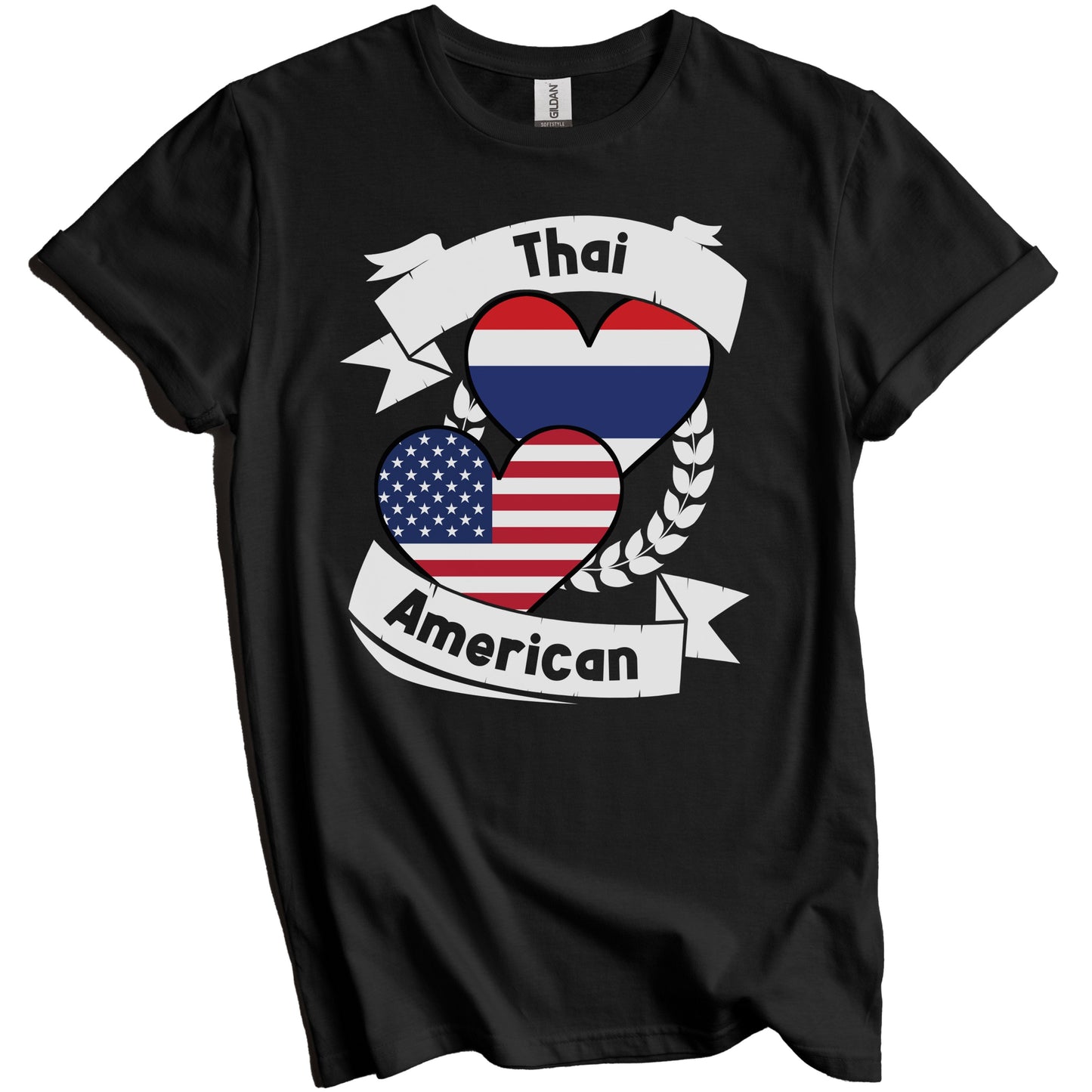 Thai American Hearts USA Flag Thailand Flag T-Shirt