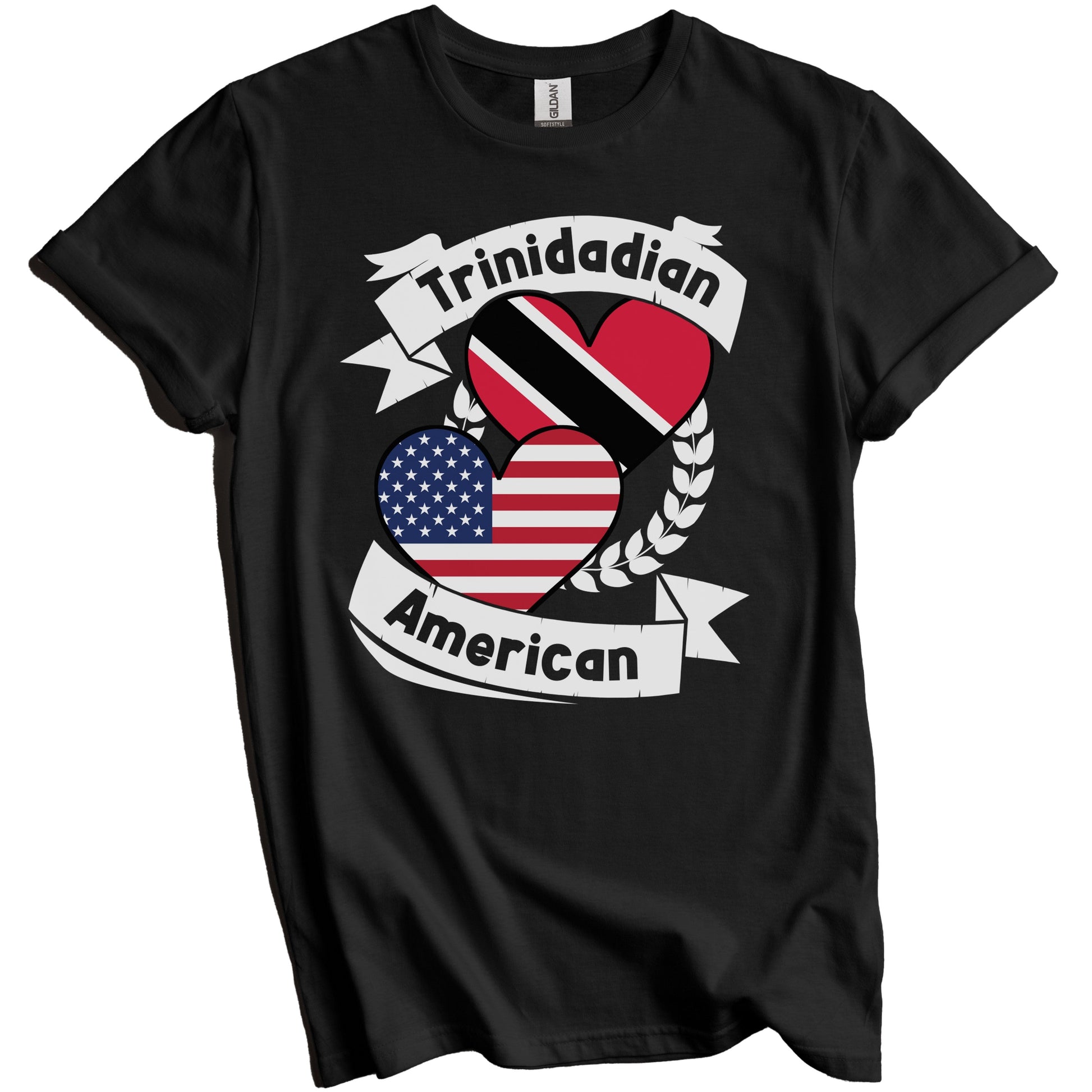 Trinidadian American Hearts USA Flag Trinidad Tobago Flag T-Shirt