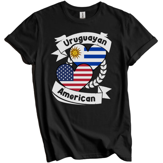 Uruguayan American Hearts USA Flag Uruguay Flag T-Shirt