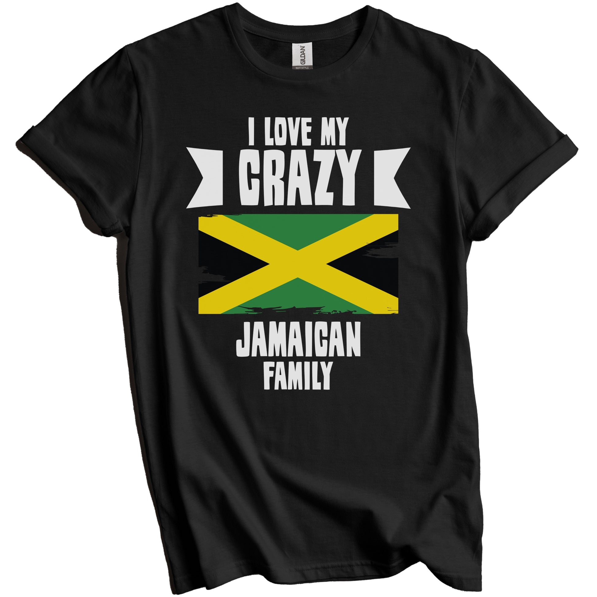 I Love My Crazy Jamaican Family Funny Jamaica Flag T-Shirt