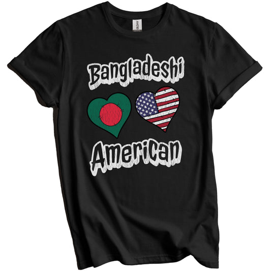 Bangladeshi American Flag Hearts Combo Bangladesh Distressed T-Shirt