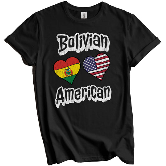Bolivian American Flag Hearts Combo Bolivia Distressed T-Shirt