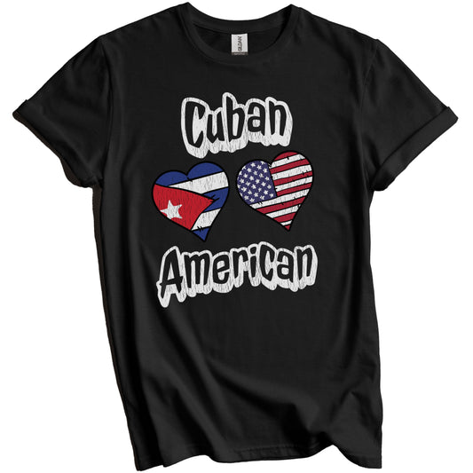 Cuban American Flag Hearts Combo Cuba Distressed T-Shirt