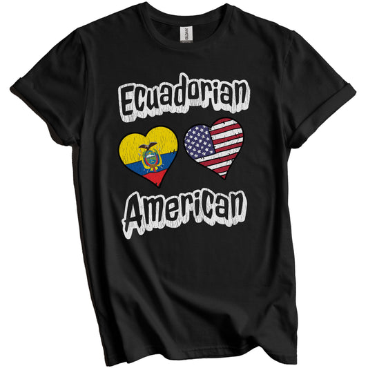 Ecuadorian American Flag Hearts Combo Ecuador Distressed T-Shirt