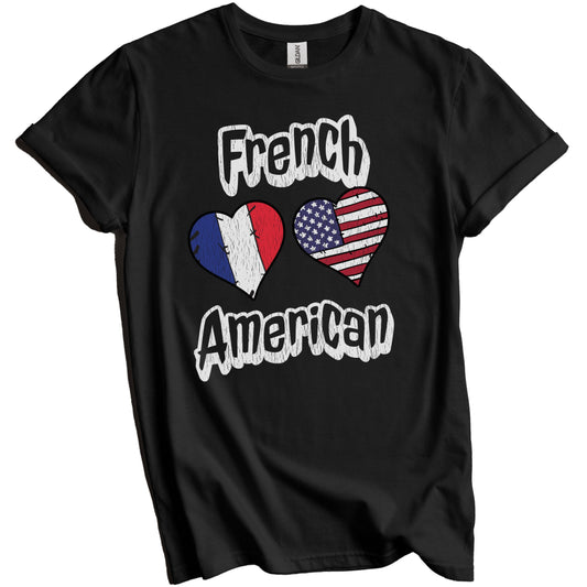 French American Flag Hearts Combo France Distressed T-Shirt
