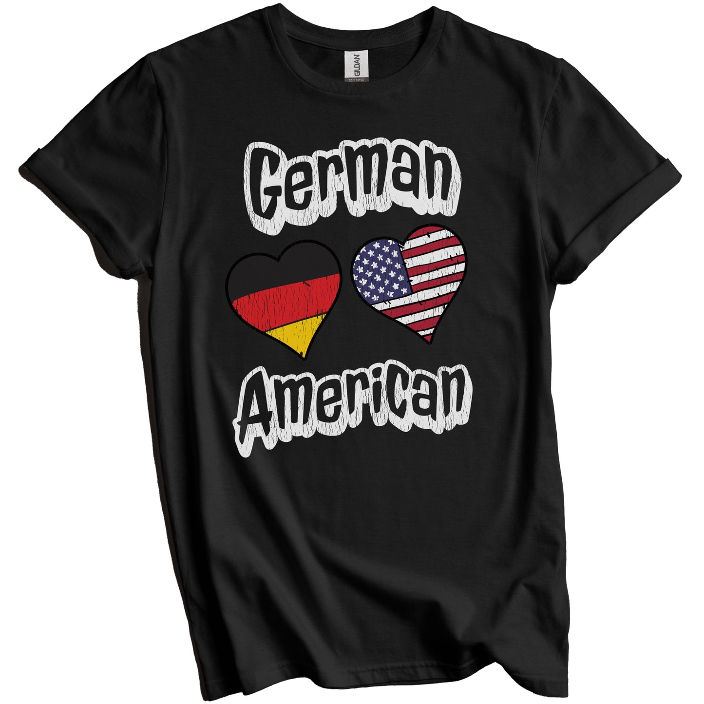 German American Flag Hearts Combo Germany Distressed T-Shirt