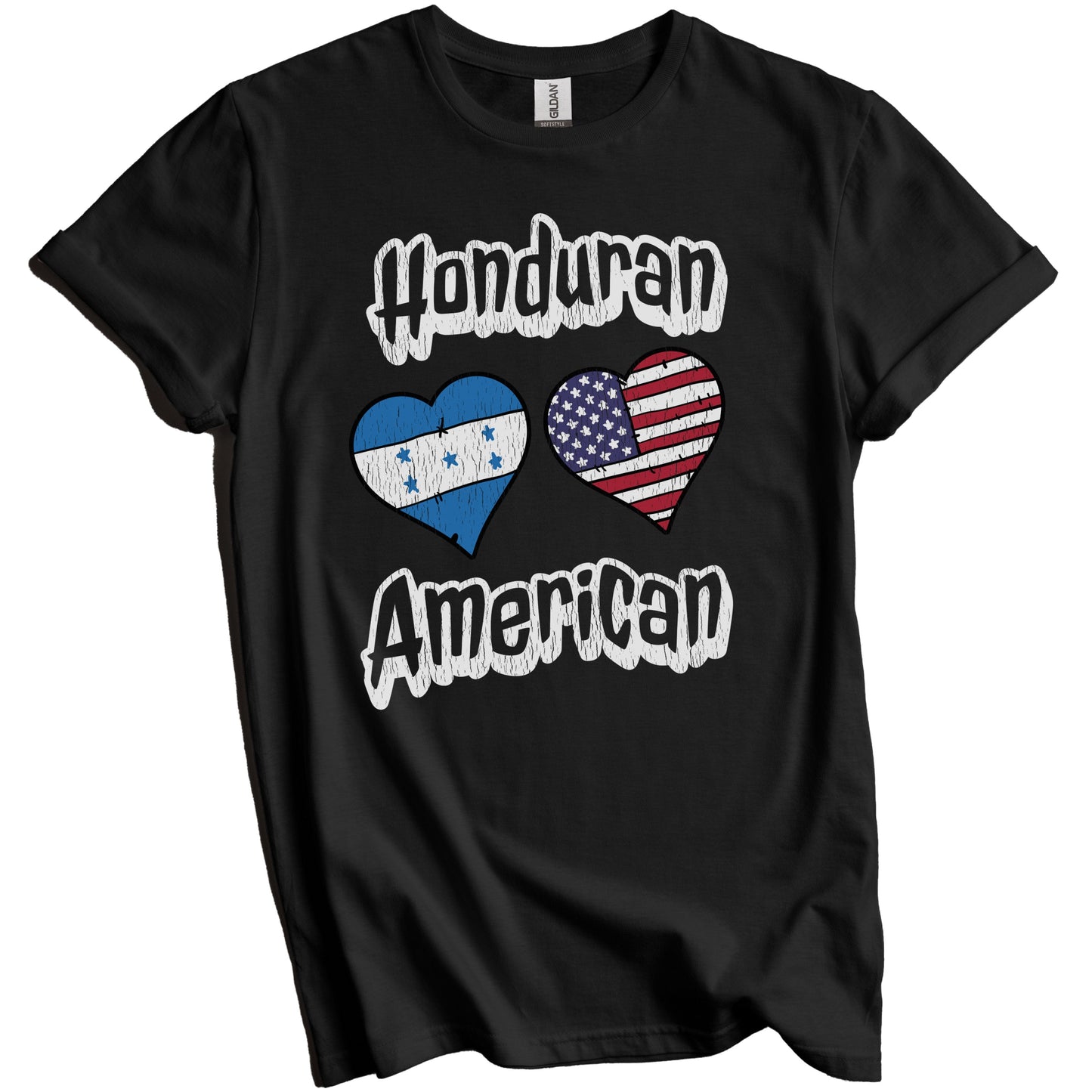 Honduran American Flag Hearts Combo Honduras Distressed T-Shirt
