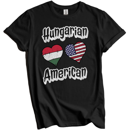 Hungarian American Flag Hearts Combo Hungary Distressed T-Shirt