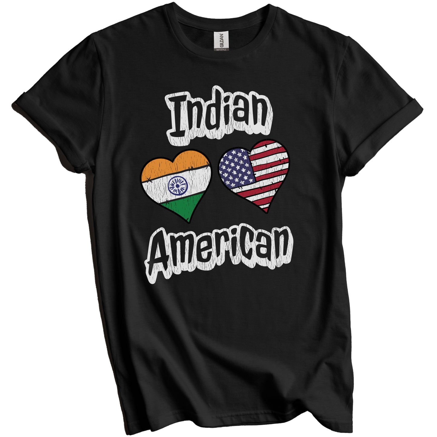 Indian American Flag Hearts Combo India Distressed T-Shirt