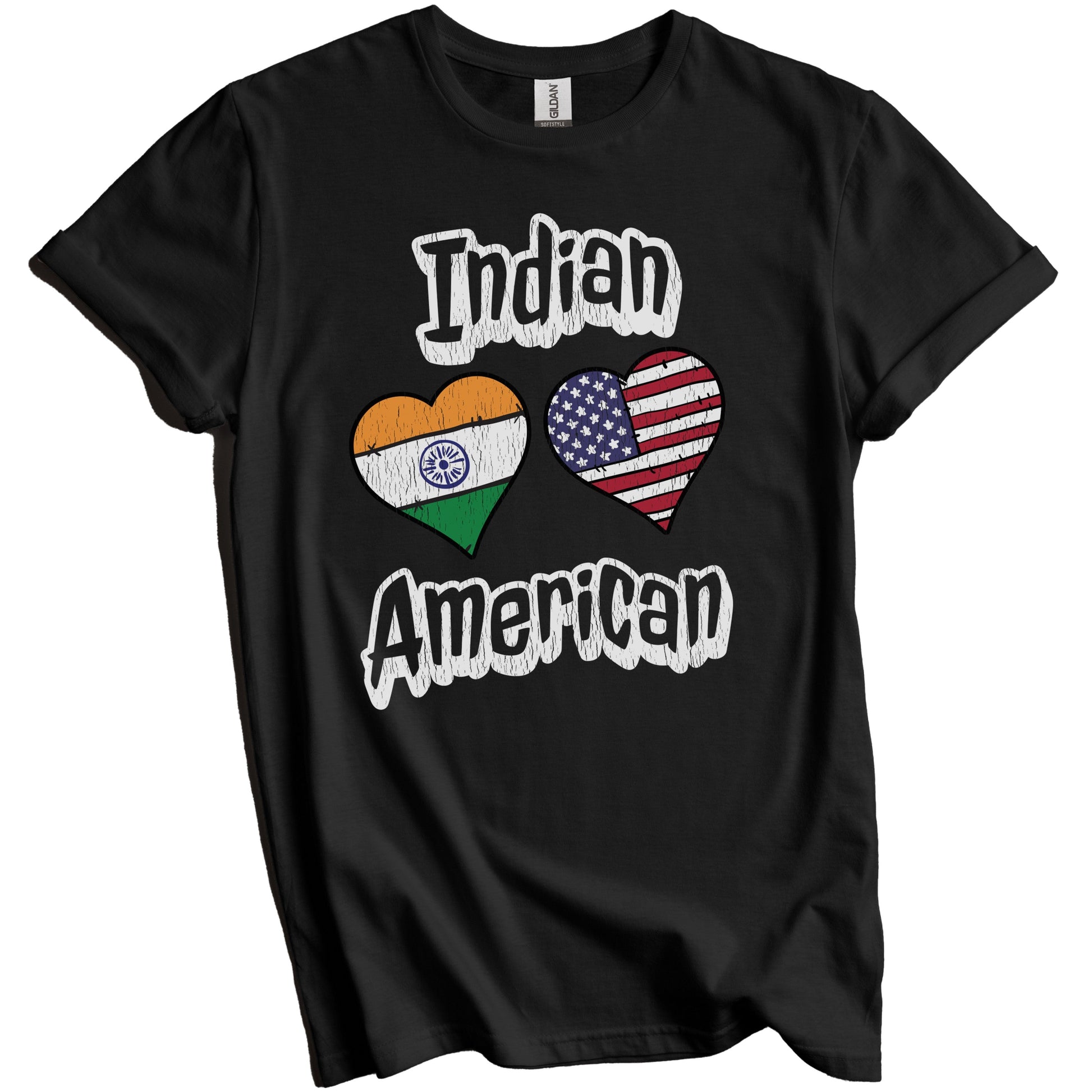 Indian American Flag Hearts Combo India Distressed T-Shirt
