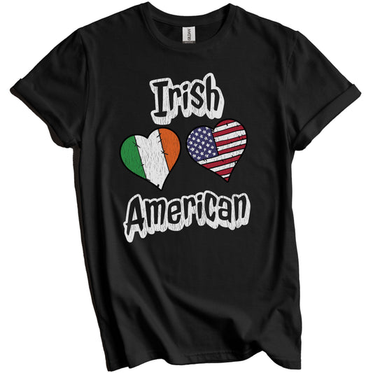Irish American Flag Hearts Combo Ireland Distressed T-Shirt