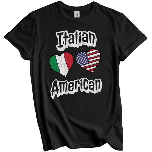 Italian American Flag Hearts Combo Italy Distressed T-Shirt