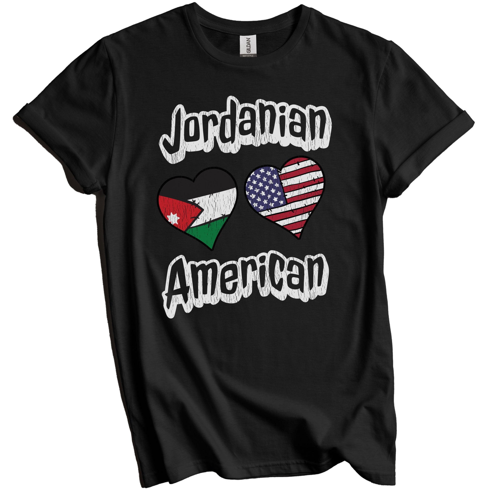 Jordanian American Flag Hearts Combo Jordan Distressed T-Shirt