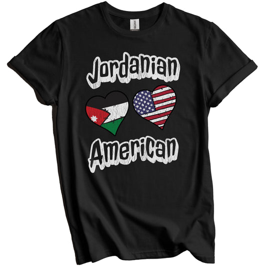 Jordanian American Flag Hearts Combo Jordan Distressed T-Shirt