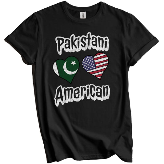 Pakistani American Flag Hearts Combo Pakistan Distressed T-Shirt