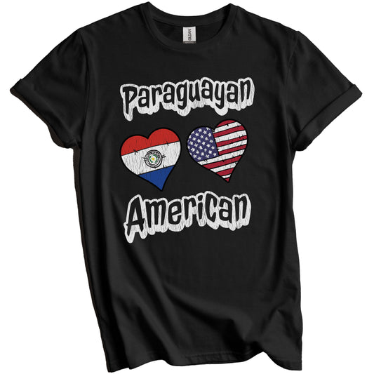 Paraguayan American Flag Hearts Combo Paraguay Distressed T-Shirt