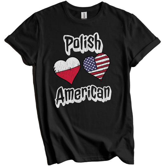 Polish American Flag Hearts Combo Poland Distressed T-Shirt