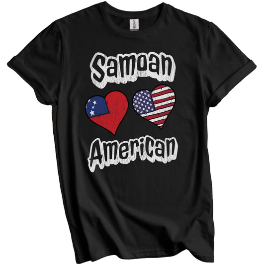 Samoan American Flag Hearts Combo Samoa Distressed T-Shirt