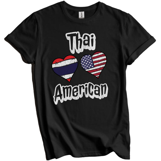 Thai American Flag Hearts Combo Thailand Distressed T-Shirt