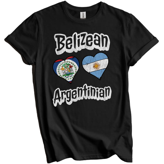 Belizean Argentinian Flag Heart Combo Belize Argentina Distressed T-Shirt