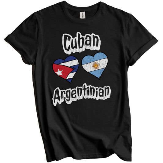 Cuban Argentinian Flag Heart Combo Cuba Argentina Distressed T-Shirt