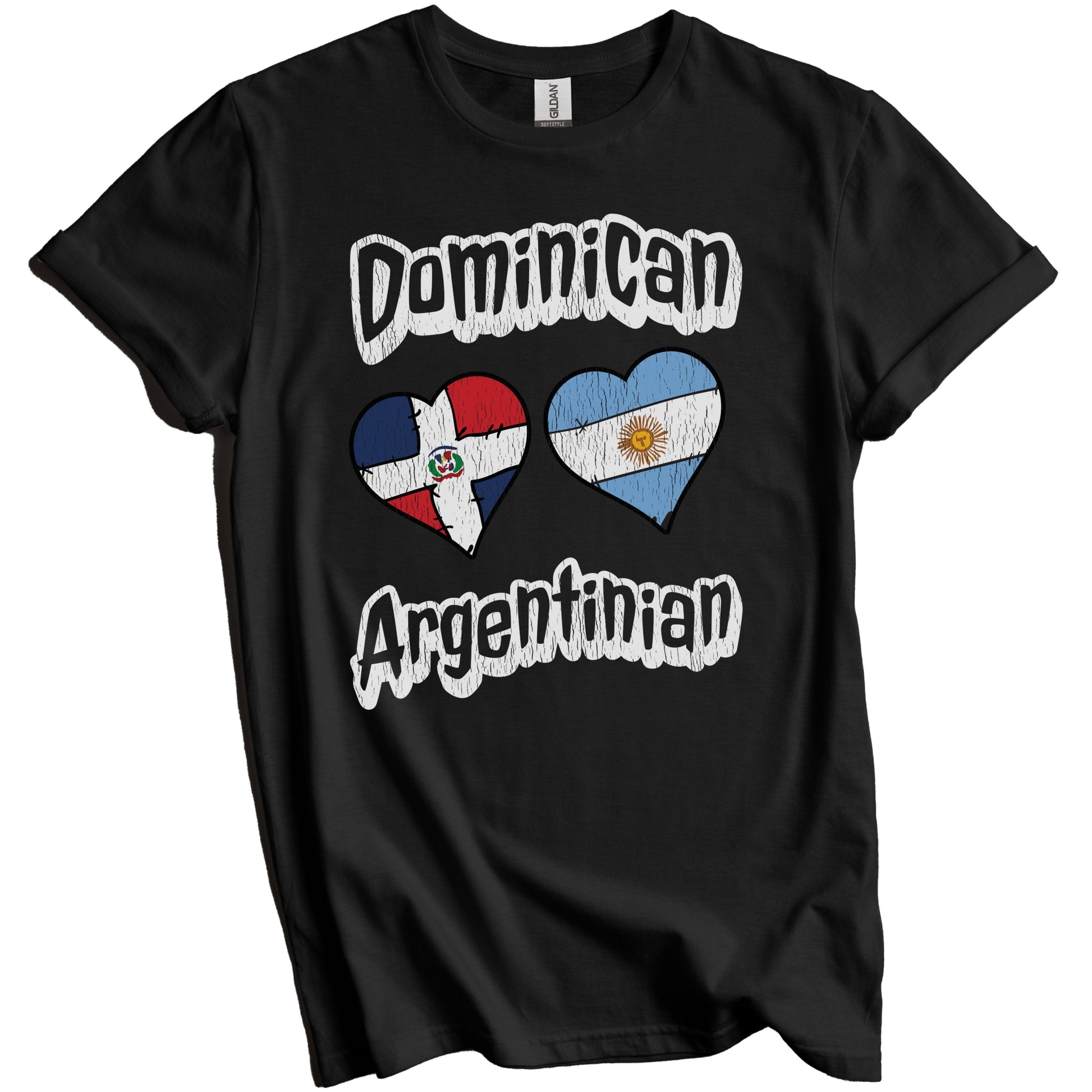 Dominican Argentinian Hearts Dominican Republic Argentina Distressed T-Shirt