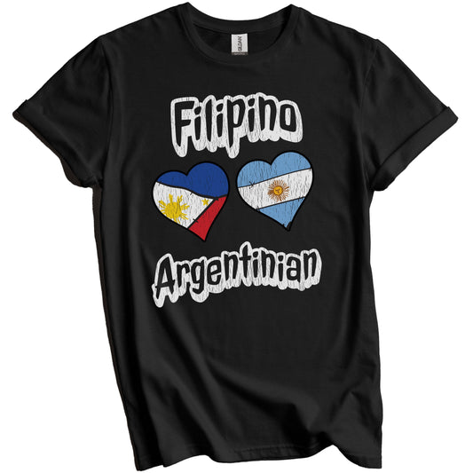 Filipino Argentinian Flag Heart Combo Philippines Argentina Distressed T-Shirt