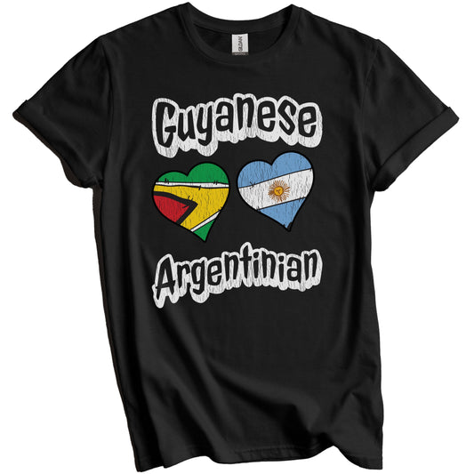 Guyanese Argentinian Flag Heart Combo Guyana Argentina Distressed T-Shirt